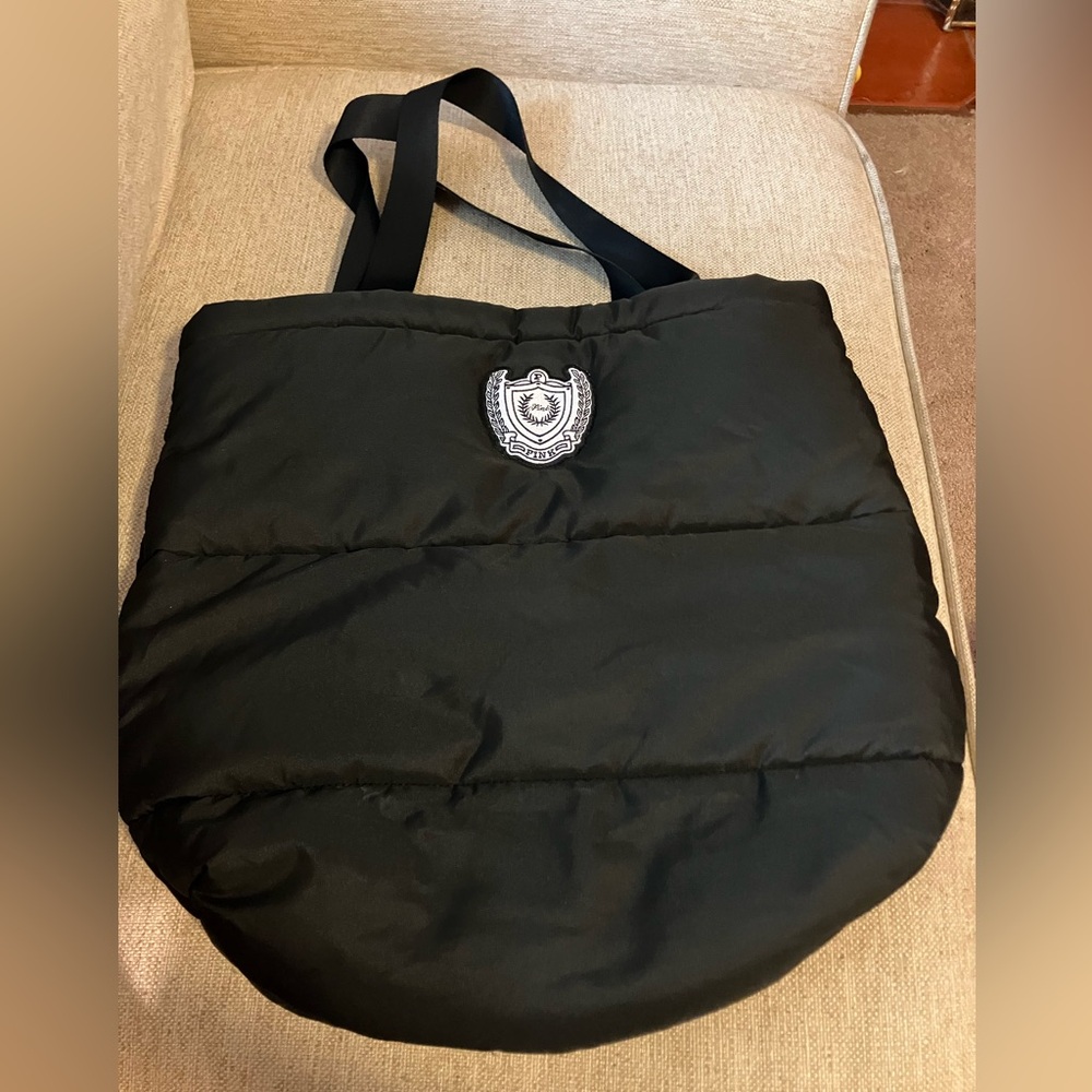 Victoria’s Secret pink black puffer travel carry bag